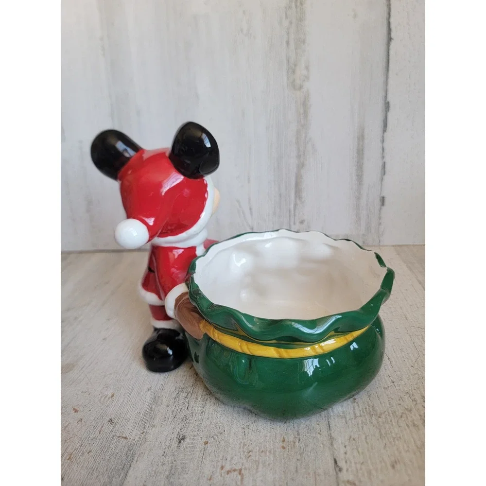 Disney Santa Claus gift bag candy dish Xmas ceramic home‎ decor present toy